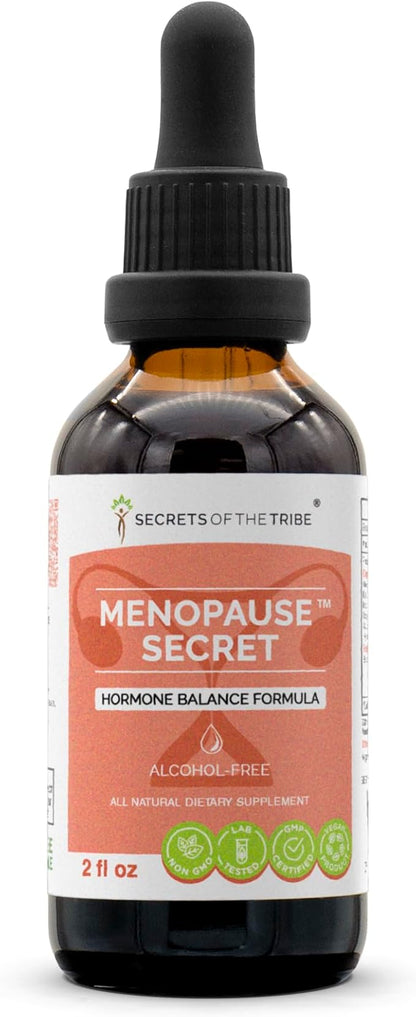 Menopause Secret Alcohol-Free, Glycerite Black Cohosh, Vitex, Red Clover, Maca, Dong Quai, St. John's Wort. Tincture, Herbal Extract Hormone Balance Formula 2 OZ