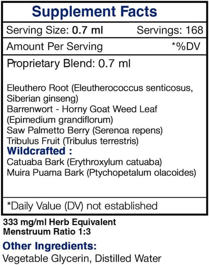 Tribal Vigor Alcohol-FREE Extract,High-Potency Herbal Drops,Tincture made from Eleuthero Siberian Ginseng,Catuaba,Barrenwort-Horny goat weed,Muira Puama,Saw Palmetto, Tribulus. Wellness Support 2x4 oz