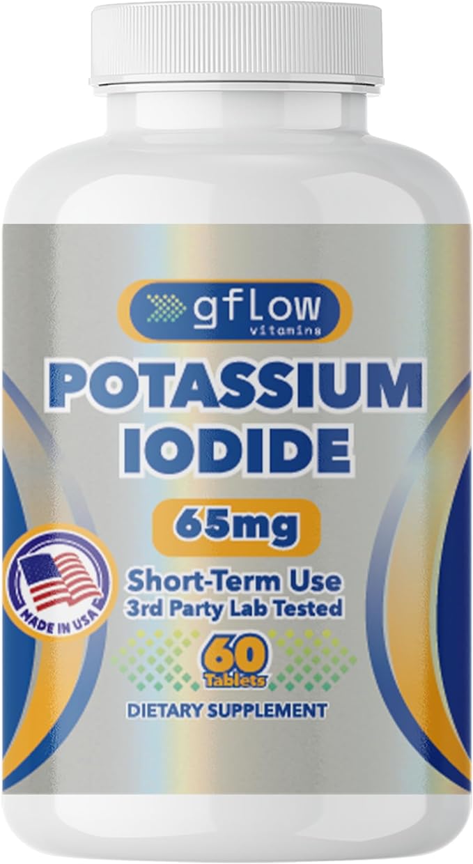 Potassium Iodide 65 mg Per Serving - Dietary Supplement, Thyroid Support - 2 Months Supply - Non -GMO - Made in The USA - Exp Date 03/2029