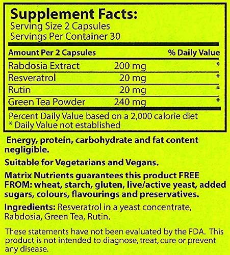 RABDOSIA Complex - Highly Potent Antioxidant for Maximum Cell Protection! - 100% Natural Ingredients: Rabdosia Extract, Green Tea, Resveratrol, Rutin - Vegan Capsules (60ct)