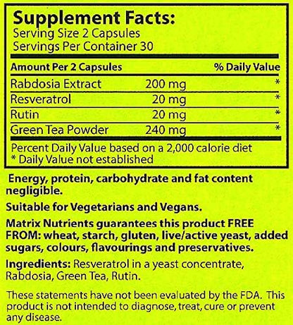 RABDOSIA Complex - Highly Potent Antioxidant for Maximum Cell Protection! - 100% Natural Ingredients: Rabdosia Extract, Green Tea, Resveratrol, Rutin - Vegan Capsules (60ct)