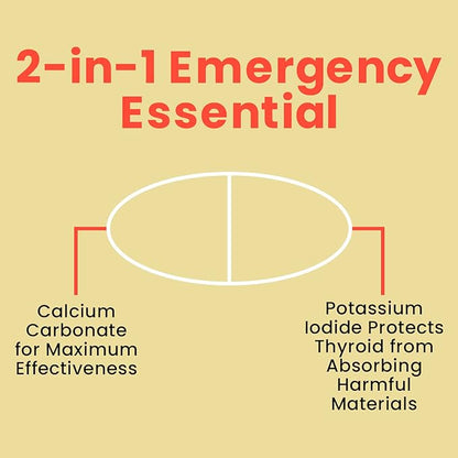 5 Pack KI Potassium Iodide Tablets with Calcium Carbonate - 130 mg per Serving, Total 375 Tablets