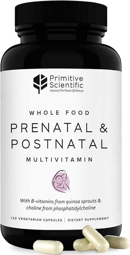 Prenatal and Postnatal Multivitamin for Women with Vitamins A, B, C, E, & D, Iodine and Ginger Extract for Mother and Baby Support - 120 Capsules, Non-GMO, Gluten Free