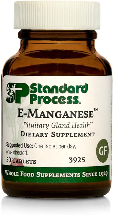 Standard Process E-Manganese - Pituitary Supplements - Pituitary Gland Supplements with Calcium Lactate, Ascorbic Acid, Calcium, Magnesium Citrate, Vitamin E, and Honey - 50 Tablets