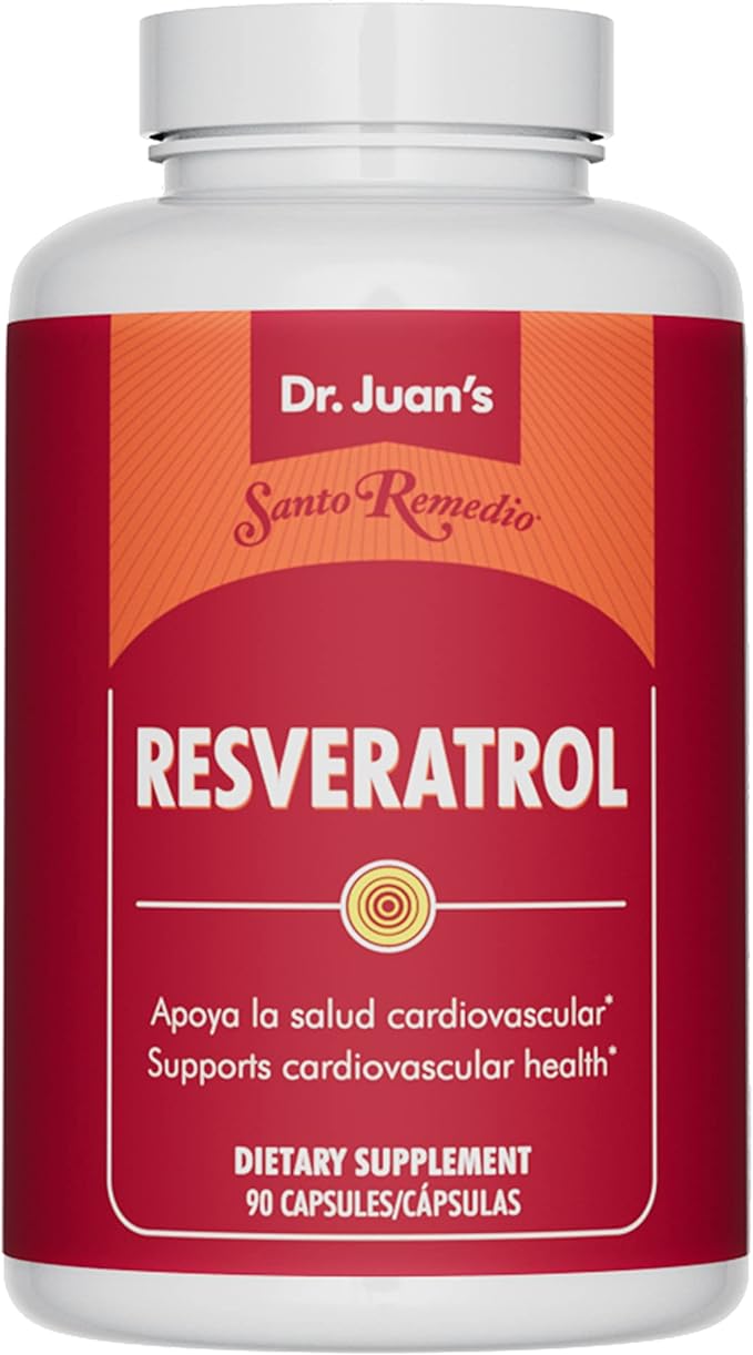 Santo Remedio Resveratrol, Supports Cardiovascular Health*, Dietary Supplement, Vegetarian, No Artificial Colors, No Artificial Flavors, 200 mg, 90 Capsules