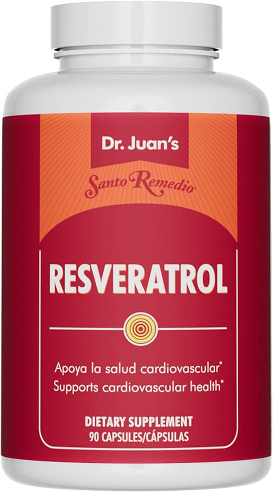 Santo Remedio Resveratrol, Supports Cardiovascular Health*, Dietary Supplement, Vegetarian, No Artificial Colors, No Artificial Flavors, 200 mg, 90 Capsules