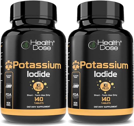 Potassium Iodide Tablets 130 mg - Ki Pills Potassium Iodine Tablets - Short Term (140 Tablets) (2, 140)