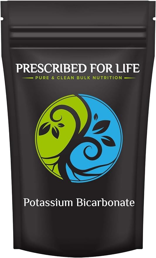 Prescribed for Life Potassium Bicarbonate Powder | Pure USP & Food Grade Potassium Bicarbonate for Plants, Winemaking, & Baking | Crystalline Powder | 39% K (10kg / 22lb)