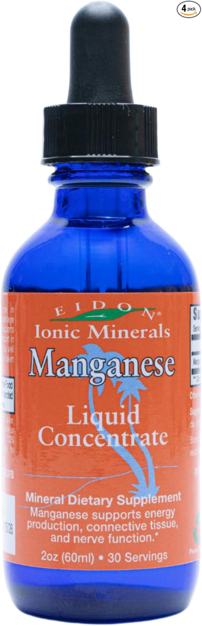 Eidon Ionic Minerals Liquid Manganese - Manganese Chloride Drops Supplement, Mineral Drops for Water, Supports Bone and Cartilage Health, Energy and Strength, Proper Digestive Tract Function, 2 oz