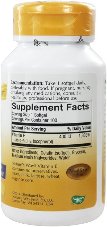 E-400 with d-Alpha tocopherols 100 Softgels