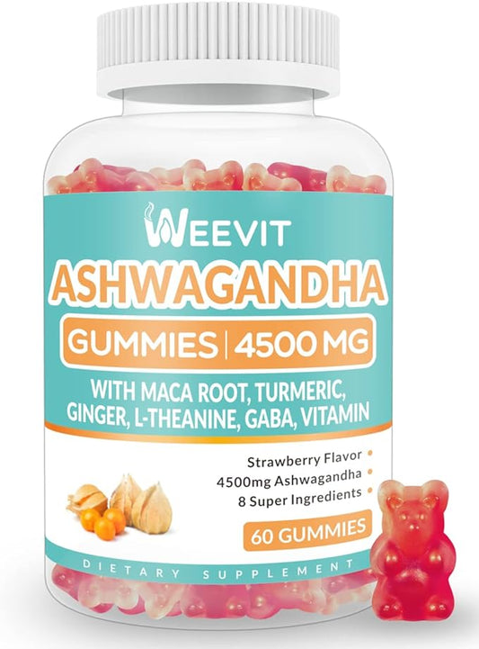 Ashwagandha Gummies 4500mg for Women & Men, Ashwagandha Gummy with Maca Root Powder | Organic Ashwa Gummies