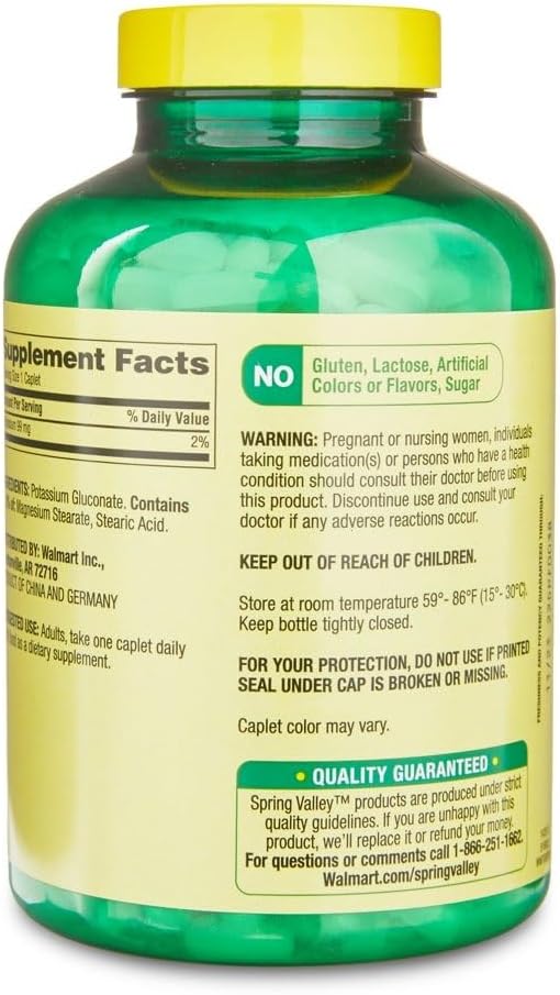 Potassium Caplets Dietary Supplement Value Size, 99 Mg, 500 Count