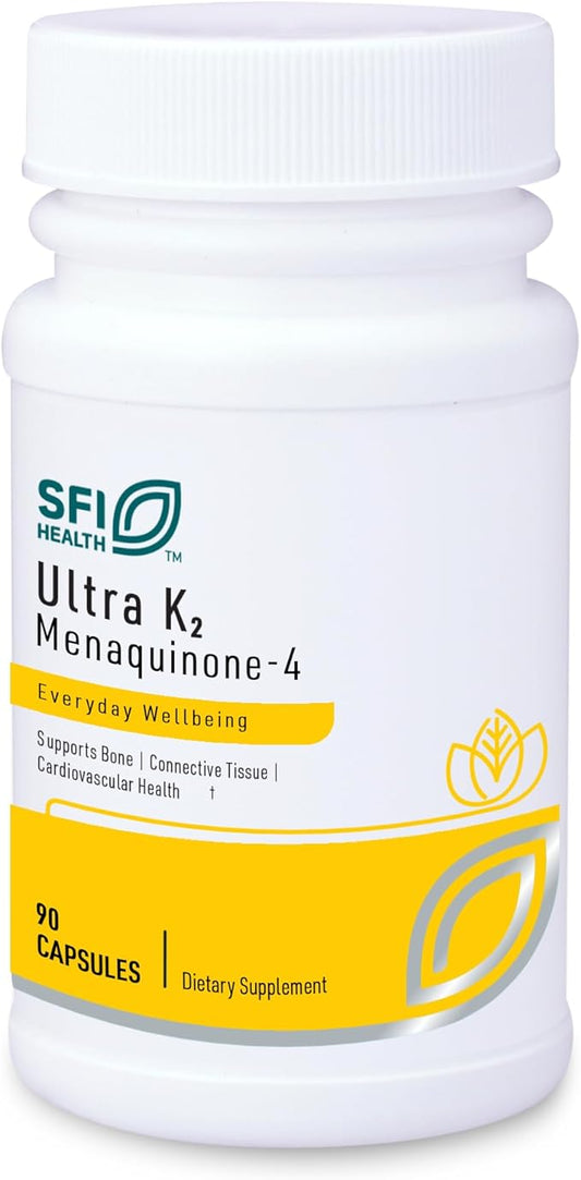 Klaire Labs Ultra K2 MK4 15000mcg - Vitamin K2 Supplement to Support Bone & Cardiovascular Health - 15mg K2 Vitamins for Men & Women - Hypoallergenic Vitamin K as Menatetrenone (90 Capsules)