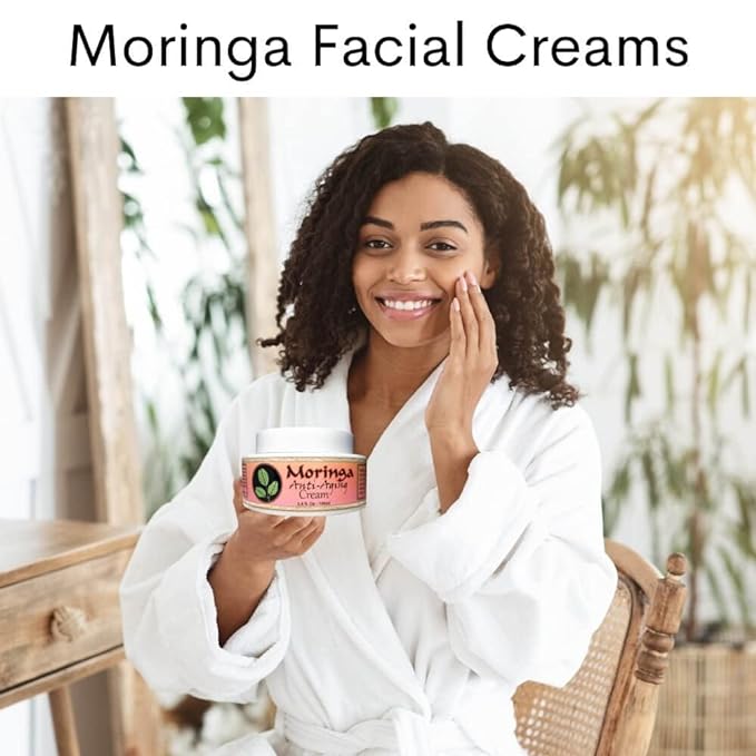 Moringa Anti Aging Cream 13 Powerful Ayurvedic herbs of concentrated antioxidants, Nutrient rich virgin oils of Moringa, Sesame and Sunflower in our moringa cream. 3.4 oz