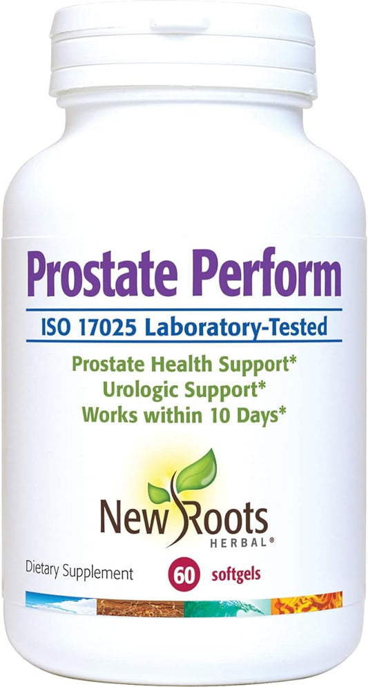 NEW ROOTS HERBAL Prostate Perform Supplement (60 Softgels) Saw Palmetto with Vitamins & Zinc | Relieves Weak Urine Flow | Incomplete Voiding | Frequent Daytime and Nighttime Urination