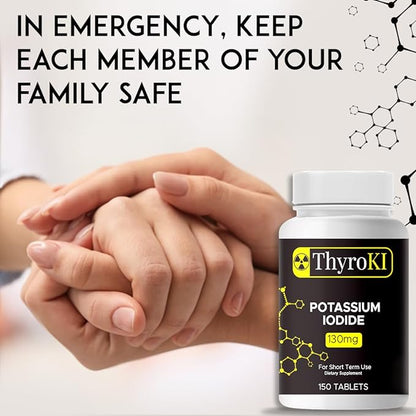 Potassium Iodide Tablets 130 mg (150 Tablets) Thyroid Support Fast Dissolving Tablets | Potassium Iodine Pills YODO Naciente | Emergency Survival Iodine Dietary Supplement | KI Pills Non-GMO