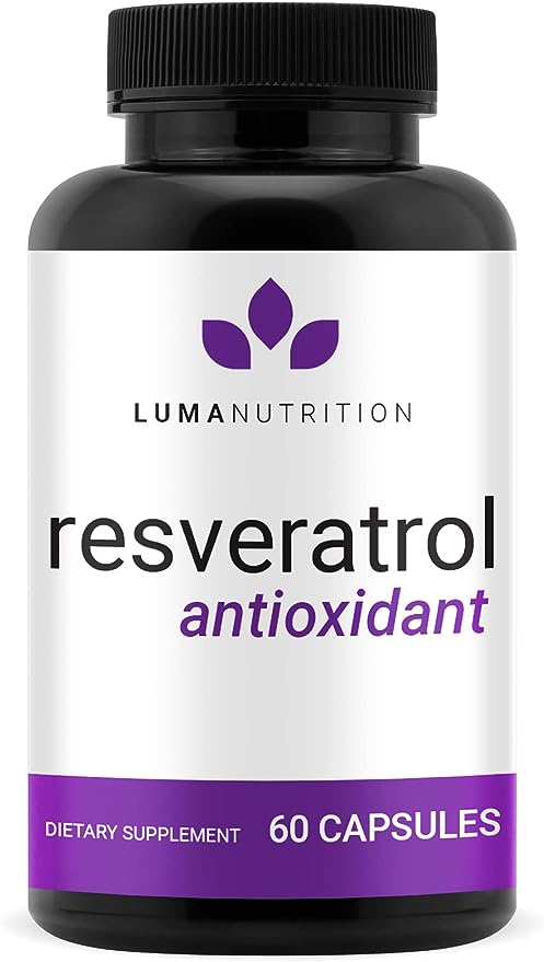 Luma Nutrition High Purity Resveratrol Capsules - 98% Trans-Resveratrol - Reservatrol Supplement - Antioxidant - USA - 60 Capsules