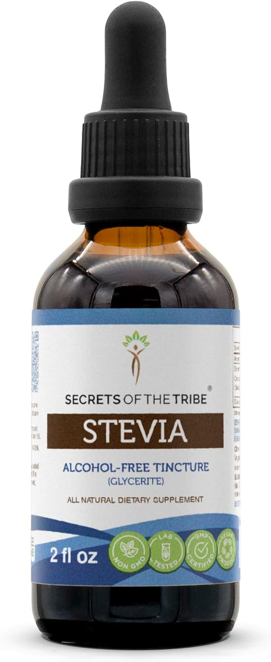 Secrets of the Tribe Stevia Alcohol-Free Tincture (Glycerite) 653 mg Stevia (Stevia Rebaudiana) Dried Leaf (2 Fl Oz)