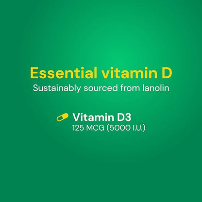 Country Life Vitamin D3, Non-Fish 5000 IU, 365 Softgels, Certified Gluten Free