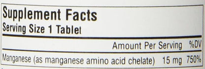 Source Naturals Manganese 10mg Amino Acid Chelate Supplement - 100 Tablets (Pack of 2)