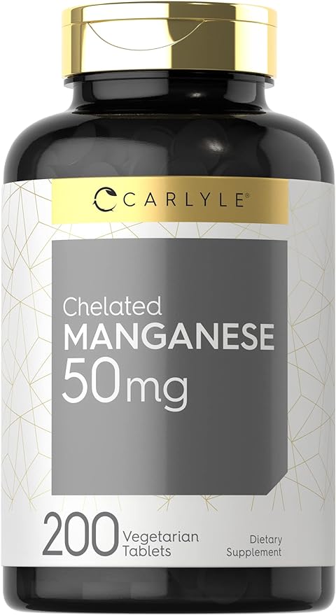 Carlyle Chelated Manganese | 200 Tablets | Vegetarian, Non-GMO, Gluten Free Supplement