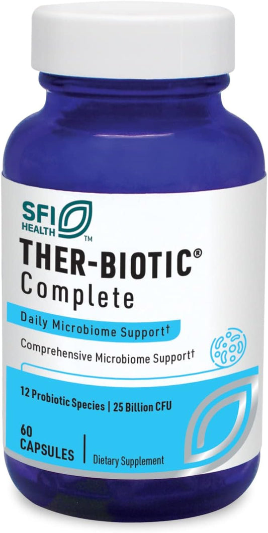 Klaire Labs Ther-Biotic Complete - 25 Billion CFU Probiotic Supplement - Lactobacillus Rhamnosus + 11 Other Probiotic Species - Hypoallergenic Probiotic for Gut Health + Immune Support (60 Capsules)