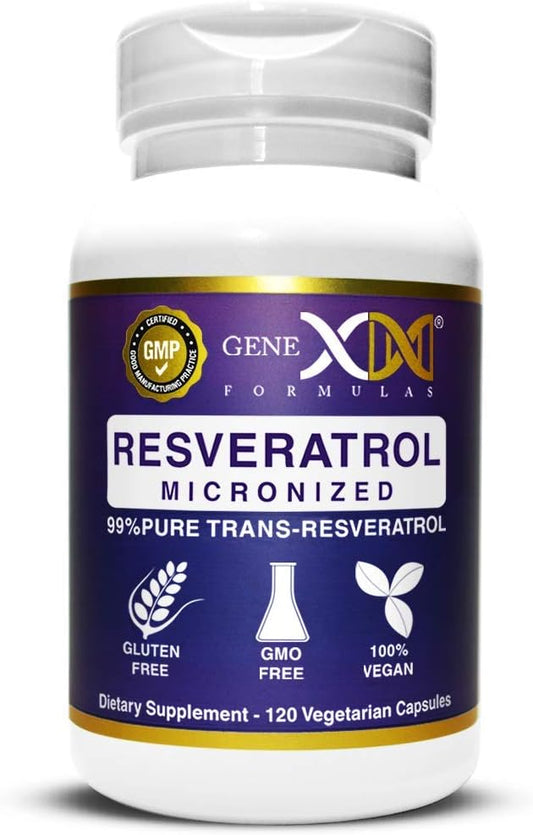 GENEX Trans Resveratrol 1000mg Serving 99% Pure Micronized Pharmaceutical Grade Trans-Resveratrol + Bioperine Extract mad in a GMP & NSF Certified Facility (4X 250mg Cpasules 120ct)