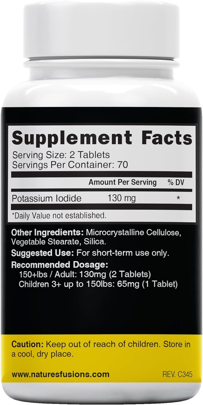 Potassium Iodide Tablets (5 Pack) 130mg - 700 Tablets EXP 10/2032 - Iodine Tablets - Potassium Iodine Pills - YODO Naciente - KI Pills - Potassium Iodine Tablets - Yoduro de Potasio - by Nutri