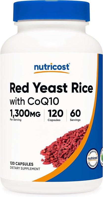 Nutricost Red Yeast Rice with CoQ10 1300mg, 120 Capsules, 60 Servings - Non-GMO, Gluten Free