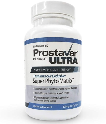 1 Bottle New Improve From Maker of Original Prostavar Ultra Prostate Support 625mg 90% Beta-Sitosterol & 320mg Saw Palmetto + Grape Seed Extract