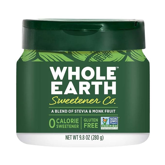 WHOLE EARTH Stevia & Monk Fruit Plant-Based Sweetener, 9.8 Ounce Jar