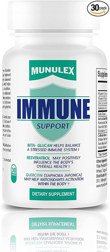 Immune Support Supplement | Featuring Beta-glucan, Resveratrol, Quercetin, Elderberry, Advanced Mushroom Complex + Zinc, Selenium, and Vitamins C and D3 (30)