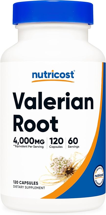 Nutricost Valerian Root Capsules (1000mg Per Serving) 120 Capsules - 4,000mg Equivalent Per Serving (4:1 Extract), Vegetarian Caps, Gluten Free, Non-GMO