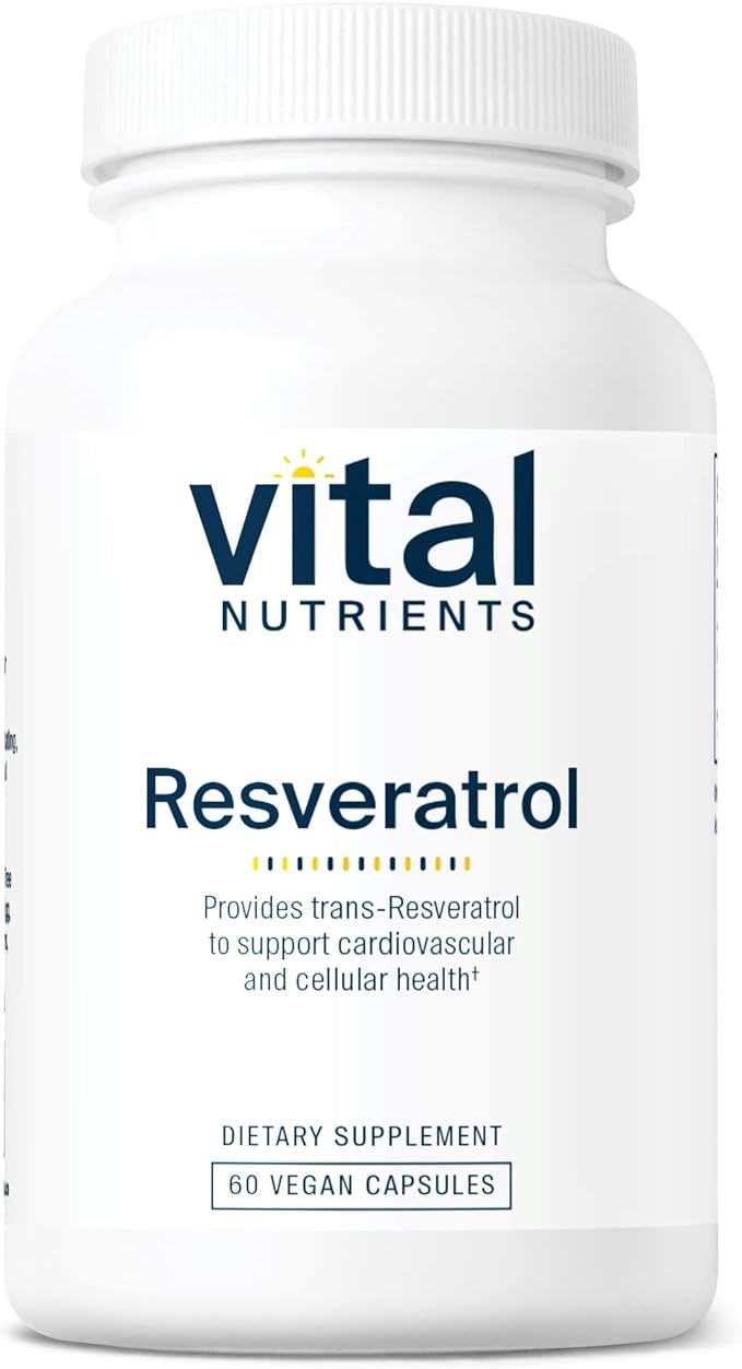 Vital Nutrients Resveratrol | High-Potency Antioxidant | 250 mg Trans-Resveratrol | Heart Health, Healthy Aging, Memory Support | Vegan Supplement | Gluten, Dairy, Soy Free | Non-GMO | 60 Capsules