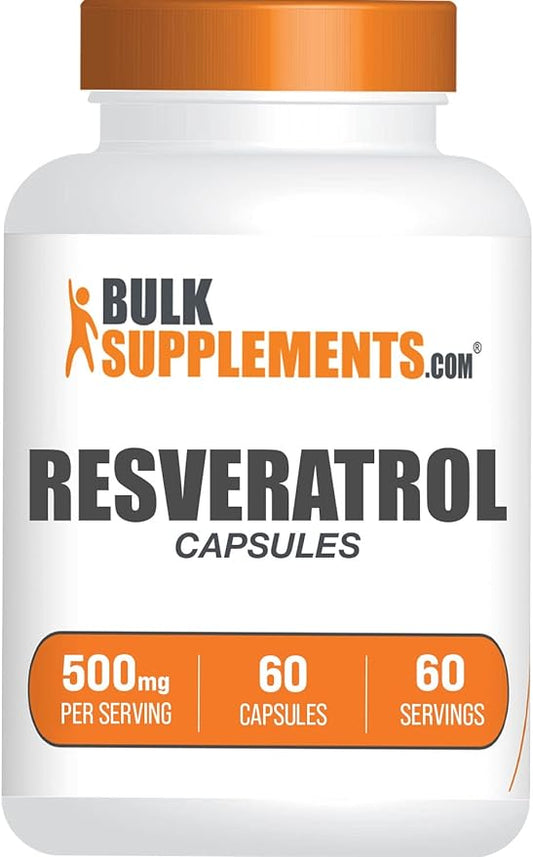 BulkSupplements.com Resveratrol Capsules - Resveratrol Supplement, Polygonum Cuspidatum, Resveratrol 500mg - Antioxidants Supplement, Resveratrol Pills - 1 Capsule per Serving, 60 Capsules