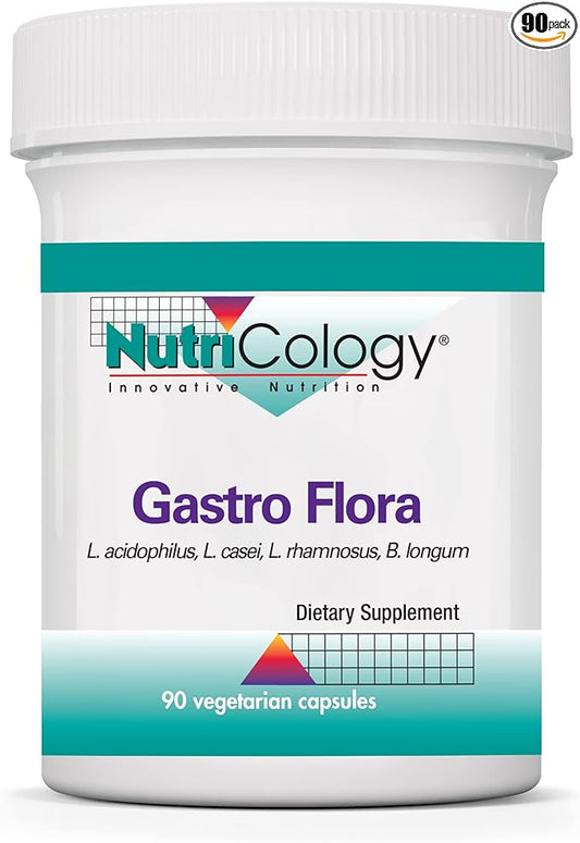 Allergy Research Group Nutricology Gastro Flora Supplement - Probiotic for Digestive Health, Gut Health for Men & Women, Lactobacillus and Bifidobacterium - 90 Count