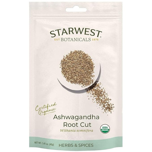 Starwest Botanicals Ashwagandha Root Cut Organic Eco-Friendly (1.41 oz)