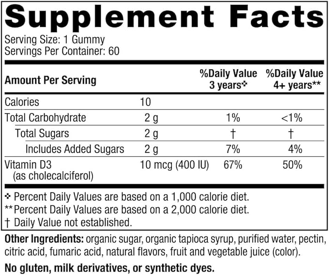 Nordic Naturals Vitamin D3 Gummies Kids, Wild Watermelon Splash - 60 Gummies - 400 IU Vitamin D3 - Bone Health, Healthy Immunity - Non-GMO, Vegetarian - 60 Servings