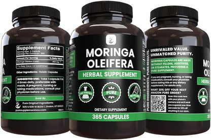 Pure Original Ingredients Moringa (365 Capsules) No Magnesium Or Rice Fillers, Always Pure, Lab Verified