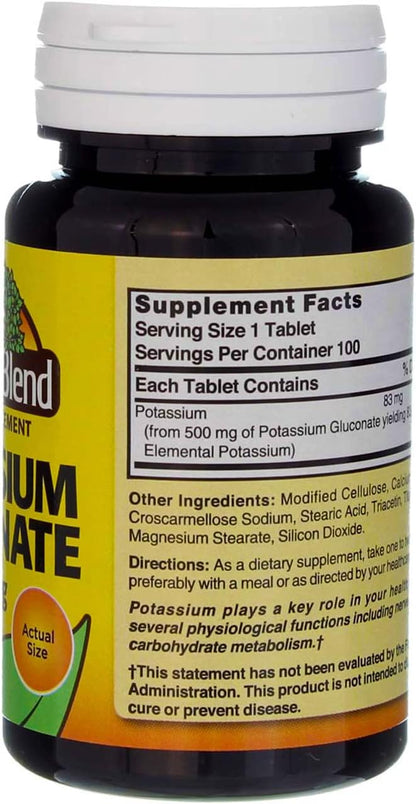 Nature's Blend Potassium Gluconate 500 mg 100 Tabs