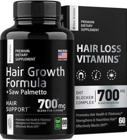 DHT Blocker Hair Growth Pills - Hair Growth Vitamins: Saw Palmetto for Men & Women with Iron, Stinging Nettle - Hair Supplements for Hair Growth & Regrow - Hair Loss Biotin Supplement - 60 Capsules