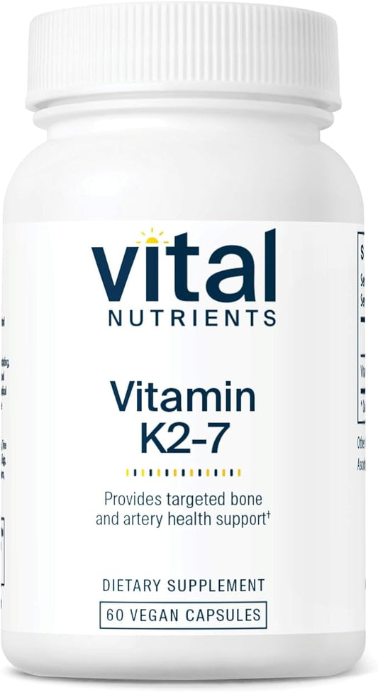 Vital Nutrients Vitamin K2-7 | Promotes Cardiovascular, Heart, Bone Health* | Vitamin K2 + MK7 | Vegan Vitamin K Supplement | Gluten, Dairy, Soy Free | Non-GMO | 60 Capsules