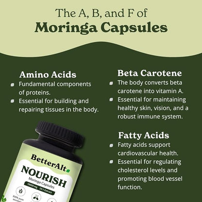 Moringa Capsules, 120| Rich in Calcium |100% Pure Moringa Leaf Powder Supplements | Vitamin C Powerhouse & Green Superfood| Gluten Free Moringa Powder Supplements