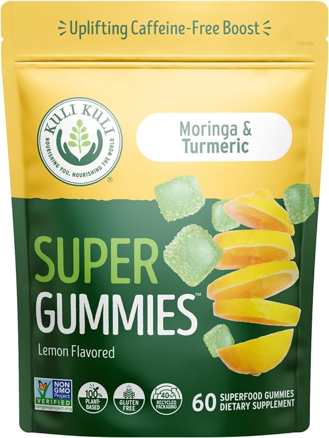 Kuli Kuli Super Energy Gummies - Energy Supplements with Moringa, Caffeine-Free Natural Energy Booster - 60 Non-GMO, Gluten-Free Moringa Gummies