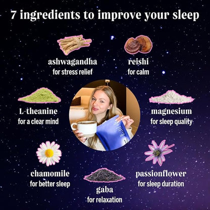 Moment Chocolate Dream Mushroom Blend (Shark Tank) Melatonin Alternative | Improves Sleep | Zero Sugar Hot Chocolate Powder Night Drink | Adaptogens, Reishi, Gaba, Magnesium, Chamomile | 15 Servings