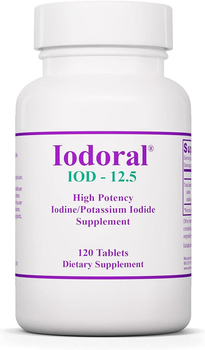 Iodoral 12.5 mg - Original High Potency Lugol Solution Iodine Nutritional Supplement - Energy and Thyroid Support - 120 Tablets