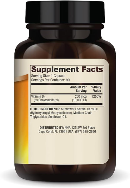 Dr. Mercola Liposomal Vitamin D3, 10,000 IU Per Serving, 90 Servings (90 Capsules), Dietary Supplement, Supports Immune and Bone Health, Non GMO