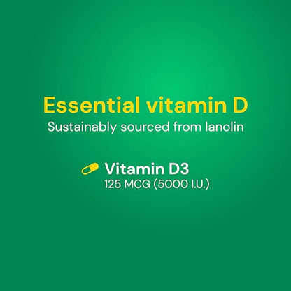 Country Life, Vitamin D3 5000 IU, Supports Healthy Bones, Teeth and Immune System, Daily Supplement, 60 ct