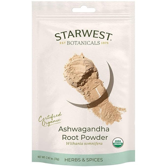 Starwest Botanicals Ashwagandha Root Powder Organic Eco-Friendly (2.47 oz)