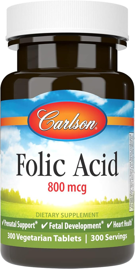 Carlson - Folic Acid, 800 mcg, Provides Important Prenatal Support, 300 tablets